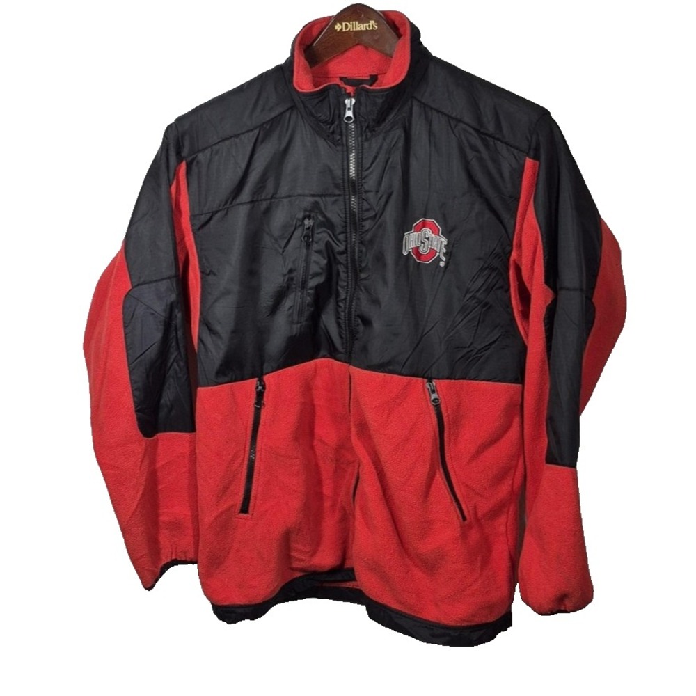 Ohio State‎ Buckeyes Jacket Youth Large Red Black NCAA Football Fleece Pullover